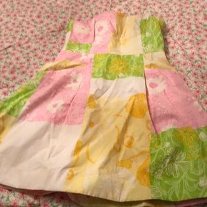 Lilly Pulitzer strapless patchwork party dress